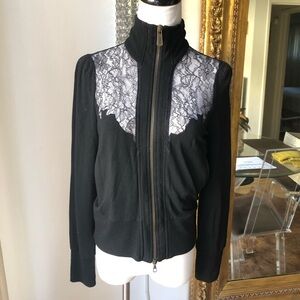 Red Valentino Elegant Black Lace Women's zip up cardigan Jacket size 42